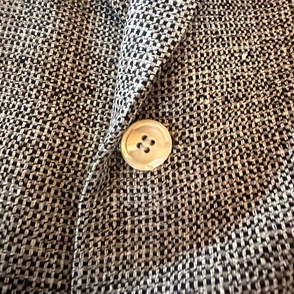 Vintage 100% Silk (Raw) Black & White Woven Sport Coat - 42R - Picture 3 of 8